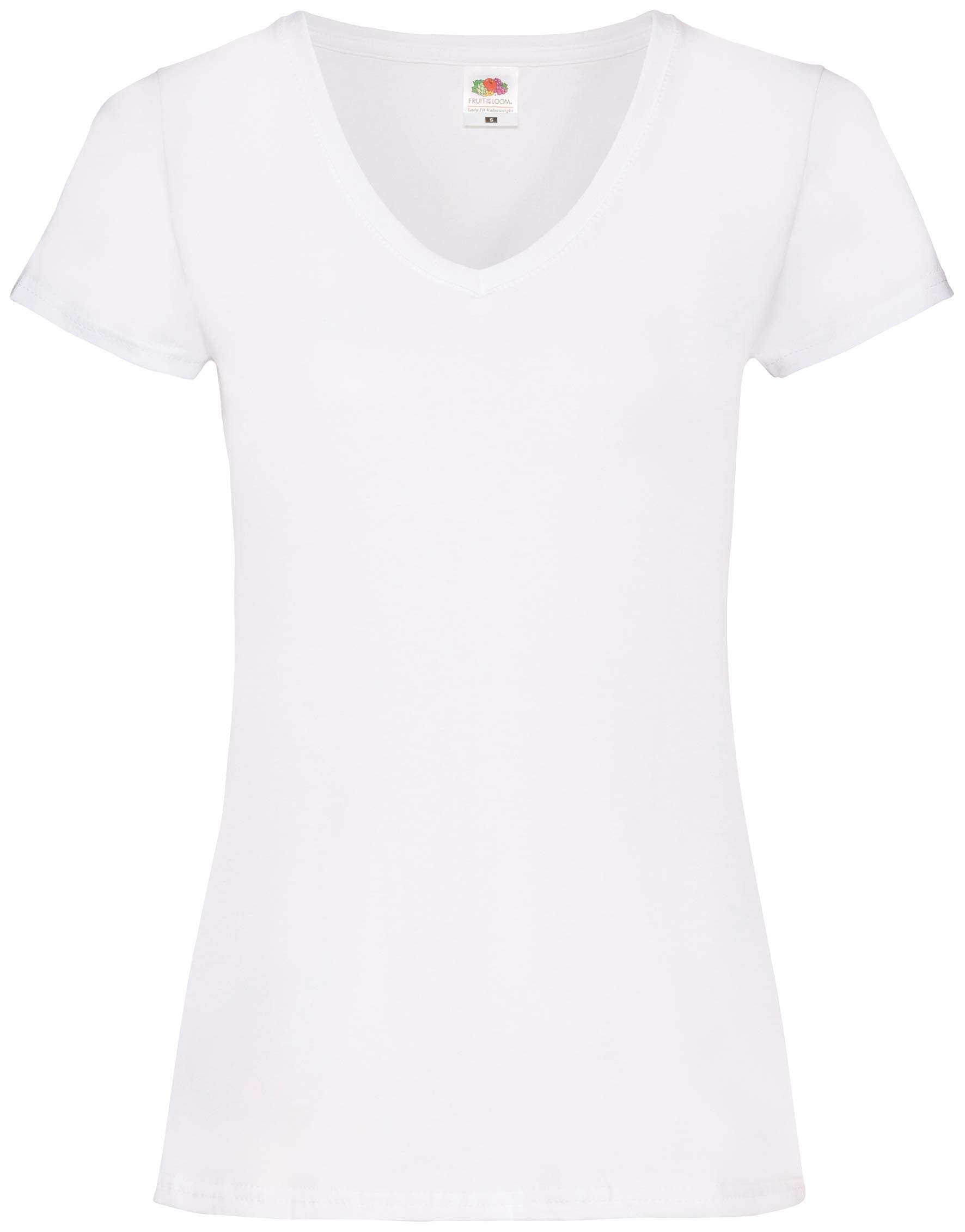 Fruit of the Loom Women's V-Neck Valueweight T-Shirt, White, 16 (Manufacturer Size:X-Large)