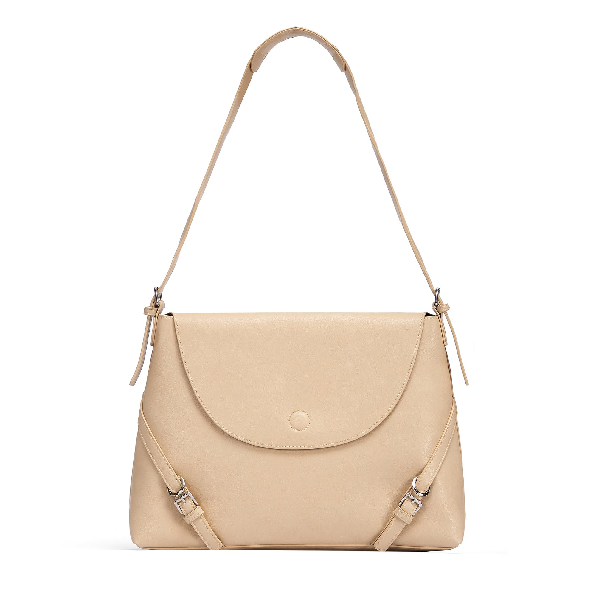 NEWBELLA Tote Bag for Women, Vegan Leather Crossbody Shoulder Bag, Top Handle Satchel Purse for Work, Travel, Daily Use (Apricot Envelope)