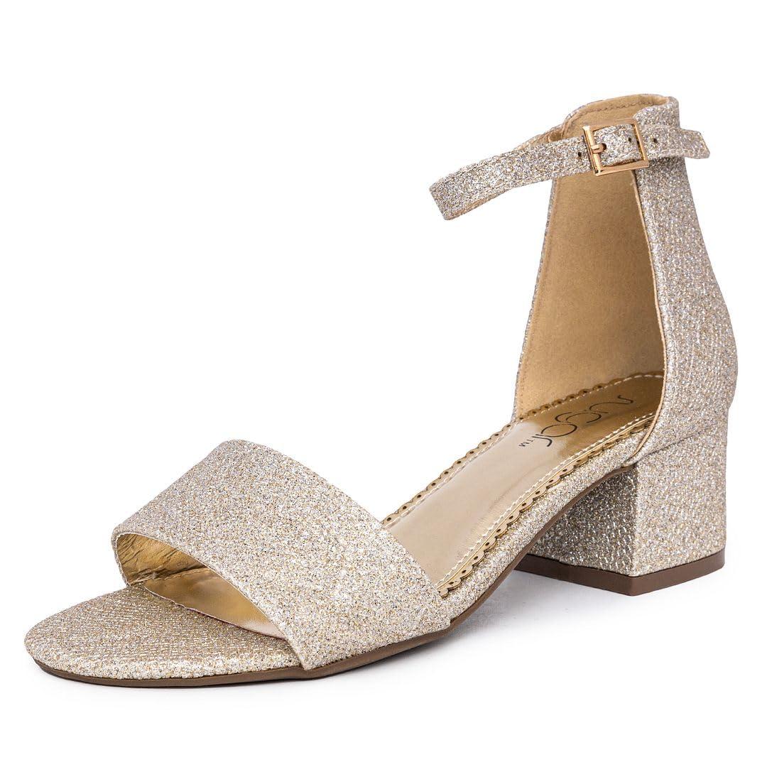 Sugar Women's Block Heel Sandals – Open Toe, Ankle Strap, Comfortable Dress Shoes for Weddings & Casual Wear