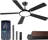 OJX 52 Inch Ceiling Fan with Lights & Remote/APP Control, Quiet Reversible DC Motor, 3CCT Dimmable LED, Modern Indoor/Outdoor Fan for Bedroom Living Room