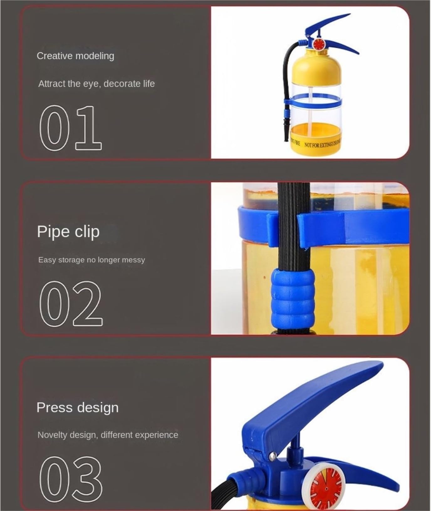 Distributore di bevande con contenitori, Estintore Dispenser di succo liquore birra a pressione manuale for feste Giallo 1,5 l