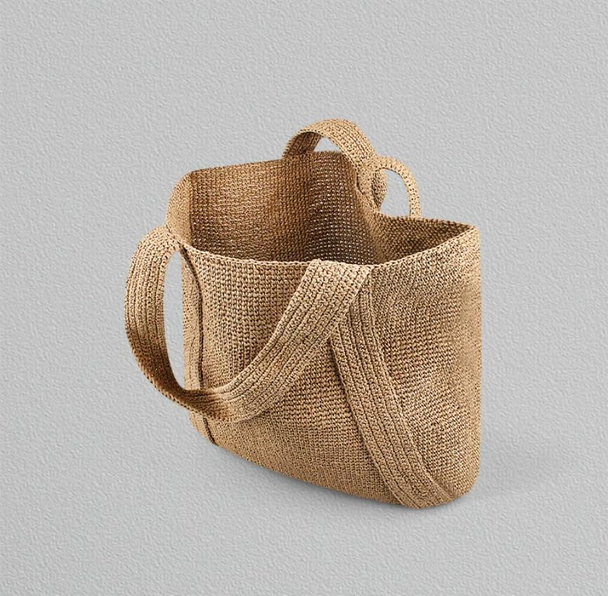 Bolso tote grande de tejido de paja para mujer miniatura 4