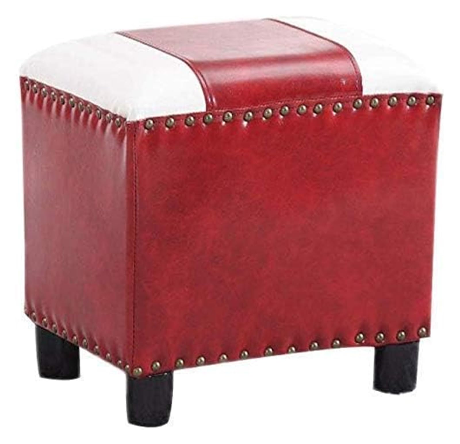 Repose-pieds ottoman carré cuir tabouret à langer bois massif canapé salon table basse vintage