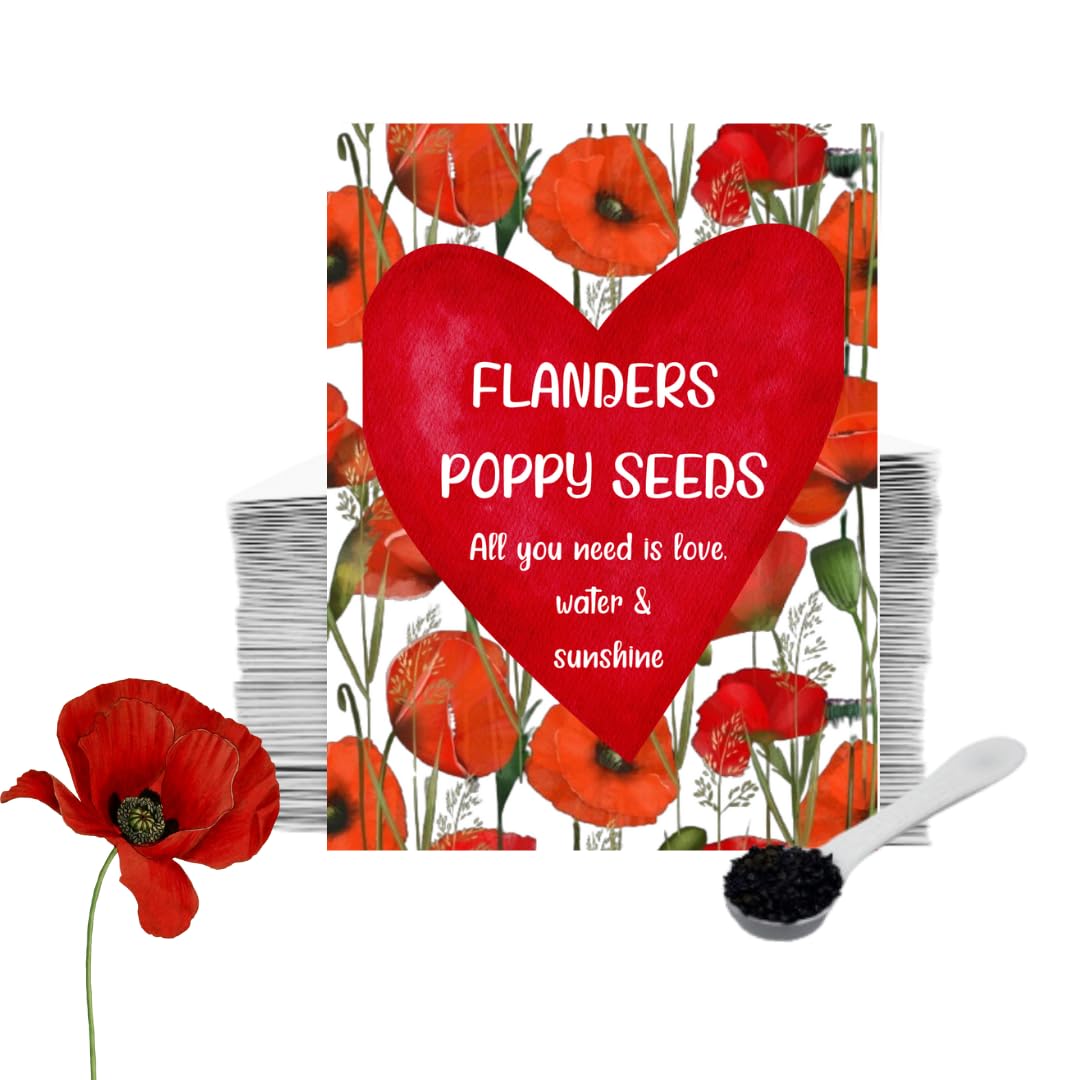 Blooming Memories 100 x Funeral Seed Packets with Poppy Seeds/Funeral Favours for Guests to Grow Funeral Flowers/Perfect Funeral Decorations & Funeral Gifts
