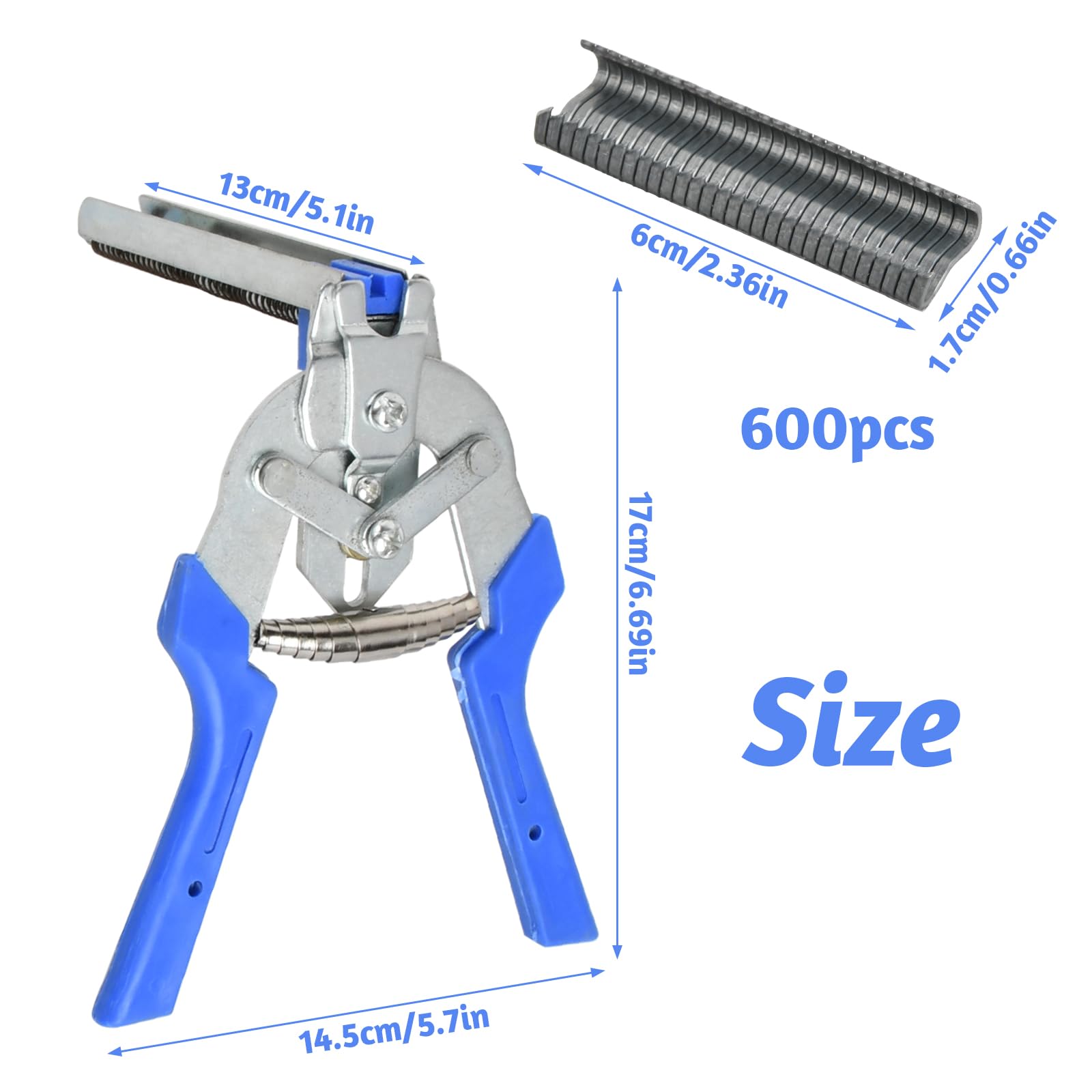 Alicates para Cercas con Mango de Plástico, Tenaza de Anillo con 600 M Clavos, Ideal para Jaulas de Conejos, Gallinas, Mantenimiento, Herramienta Manual para Soldar