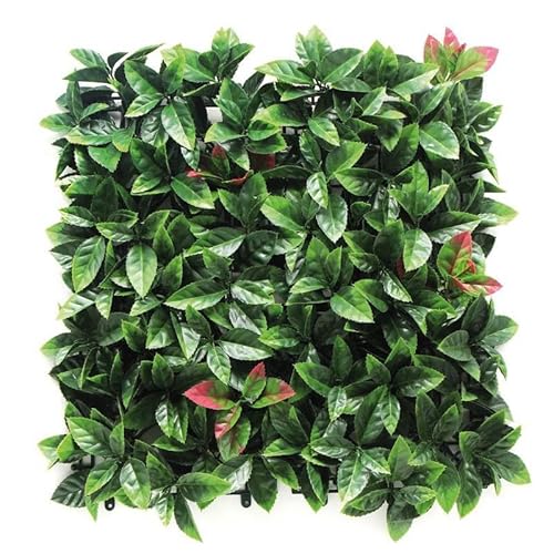 Panel de Jardín Vertical Artificial Photinia, 100x100 cm, Hojas Brillantes, Decorativo para Setos