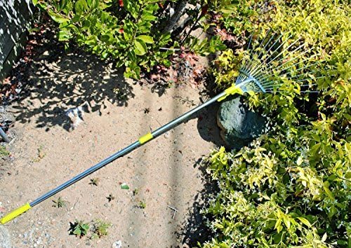 MLTOOLS Garden Leaf Rake | 64-inch Adjustable Garden Rake | Expandable or Collapsing Shrub Rake | 15 Flat Tine Steel Rake with Extendable Handle – R8236