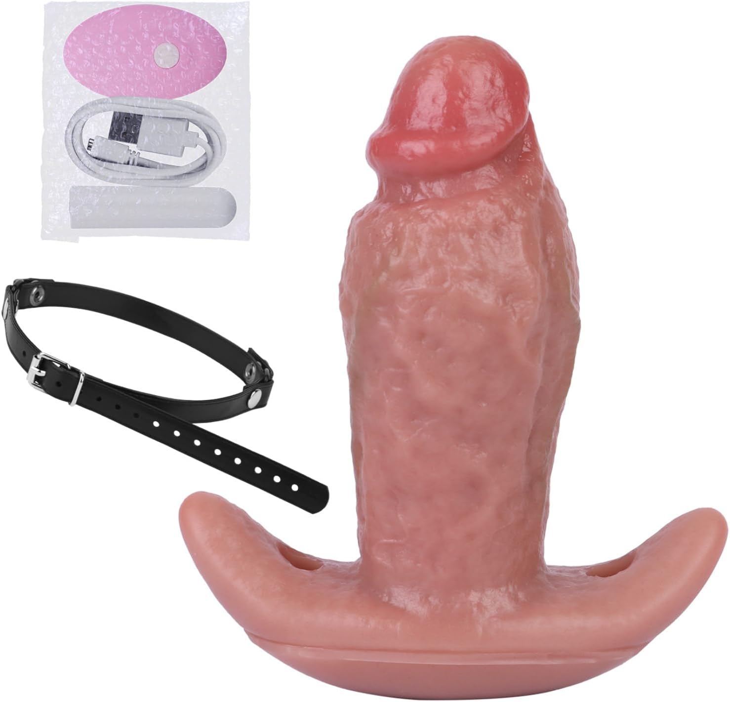 Vibrating Dildo Gag Plug Strap On Penis Adult Sex Toy (Leather & Dildo Gag)