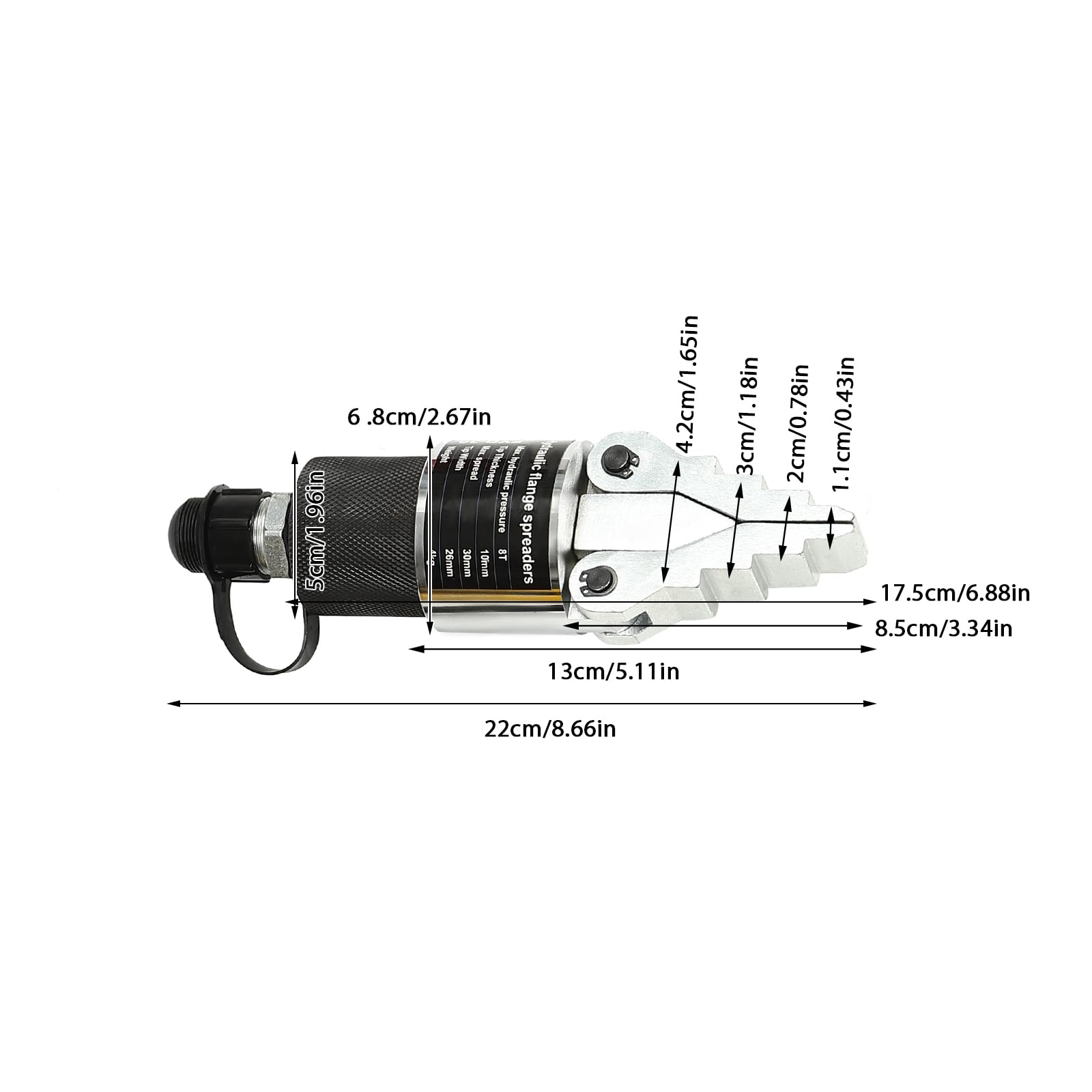 8T Split Hydraulic Spreader 30mm Spreading Stroke,Manual Flange Splitter 10mm Thick Tip,Hydraulic Pliers Flange Spreader w/Hydraulic Pump