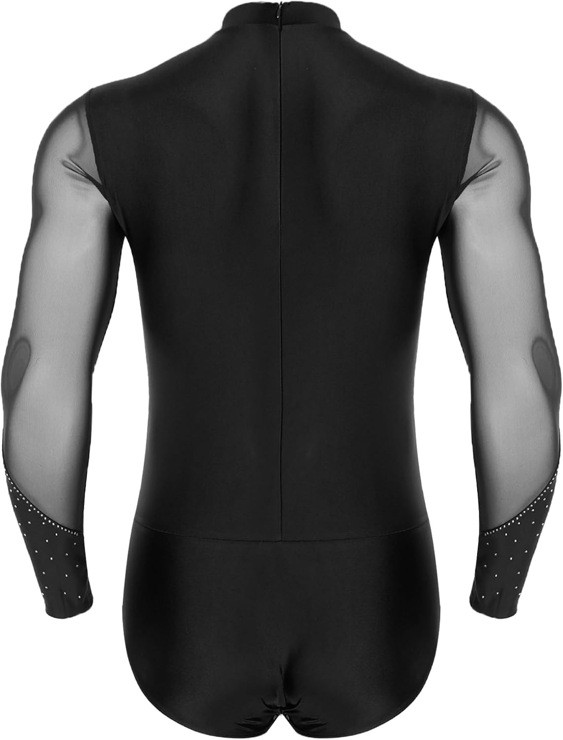 ACSUSS Men's Long Sleeve Ballroom Modern Latin Dance Shirt Ballet Unitard Figure Skating Leotard Tops