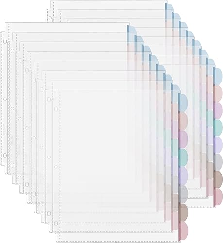 Miniatura 60 de Mr. Pen - Protectores de hojas transparentes con pestañas, 8 pestañas, 2 juegos, divisores de plástico transparente para carpeta de 3 anillas