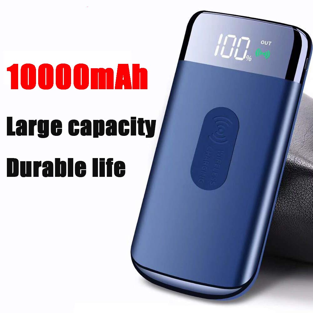 Caricatore Wireless Power Bank 10000mAh Batteria Esterna Caricabatterie Portatile con Display Elettrolitico Digitale e 3 Porte USB per Tutti Gli Smartphone, a ltri dispositivi USB, Pink