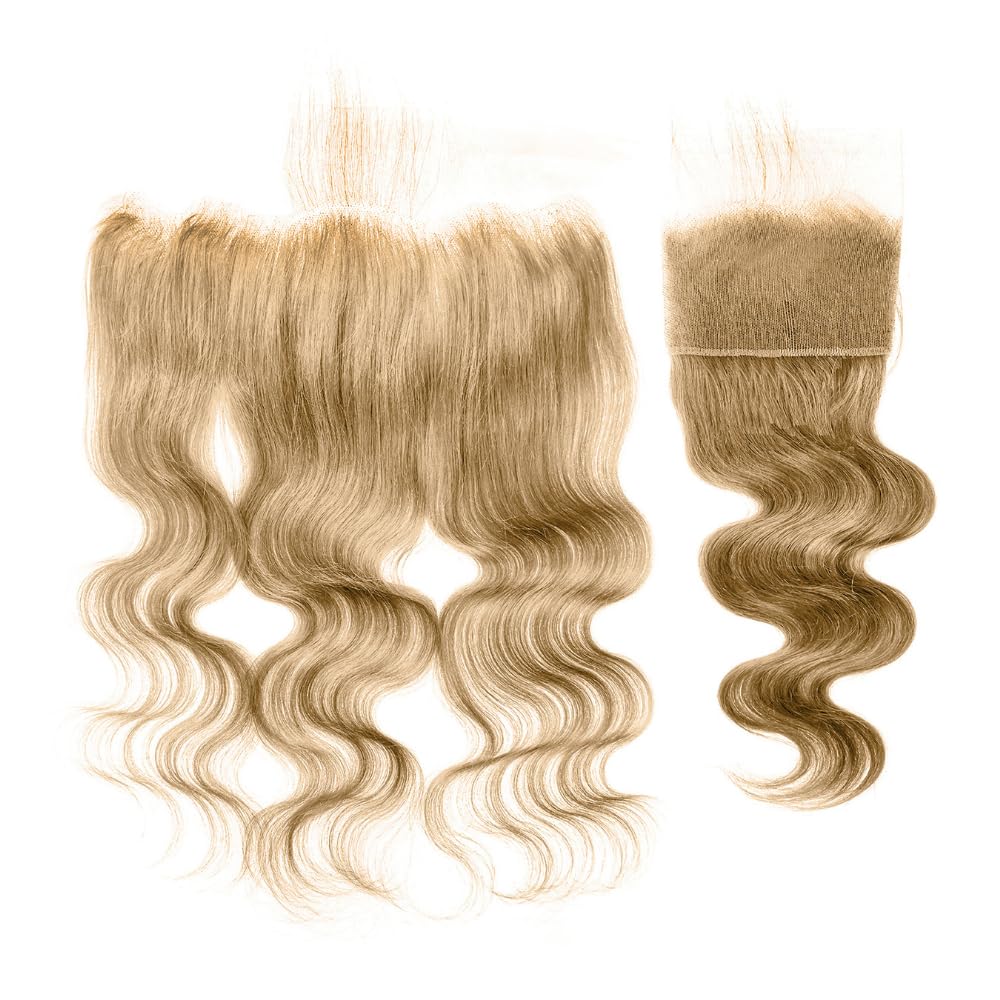 #27 Honey Blonde Body Wave 13x4 Lace Frontal Human Hair 27 Blonde Brazilian Virgin Human Hair Body Wave Ear to Ear 13X4 Closure Frontals For Women 10inch