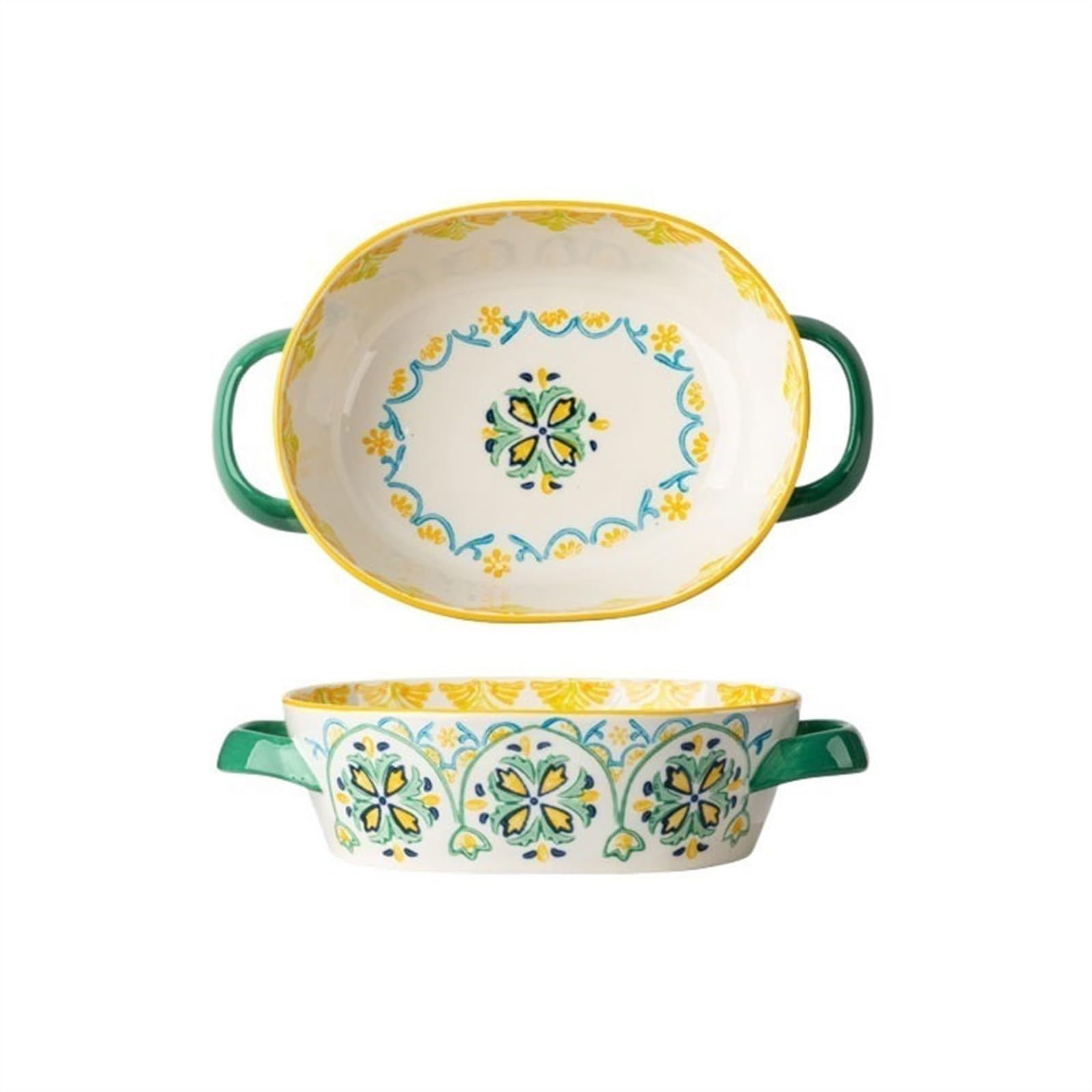 Ceramiczna forma do lasagne, kreatywna, kolorowa naczynia, odporna na wysokie temperatury, blacha do pieczenia, talerz obiadowy, podwójne ucho, talerz do zupy, talerz na owoce, do użytku