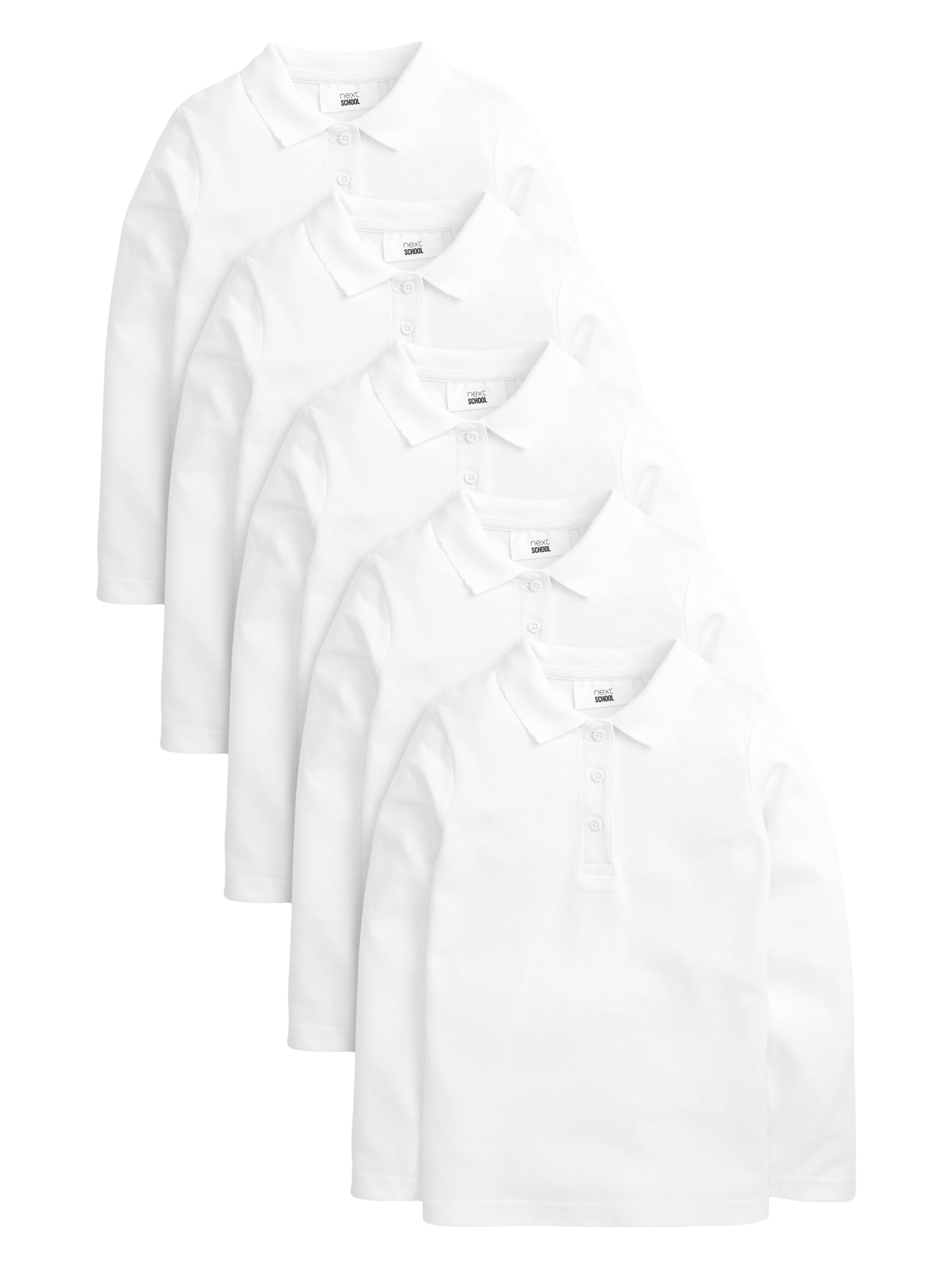 NEXT Fille Polo pour l’école Regular à Manches Longues 100% Coton, Lot de 5