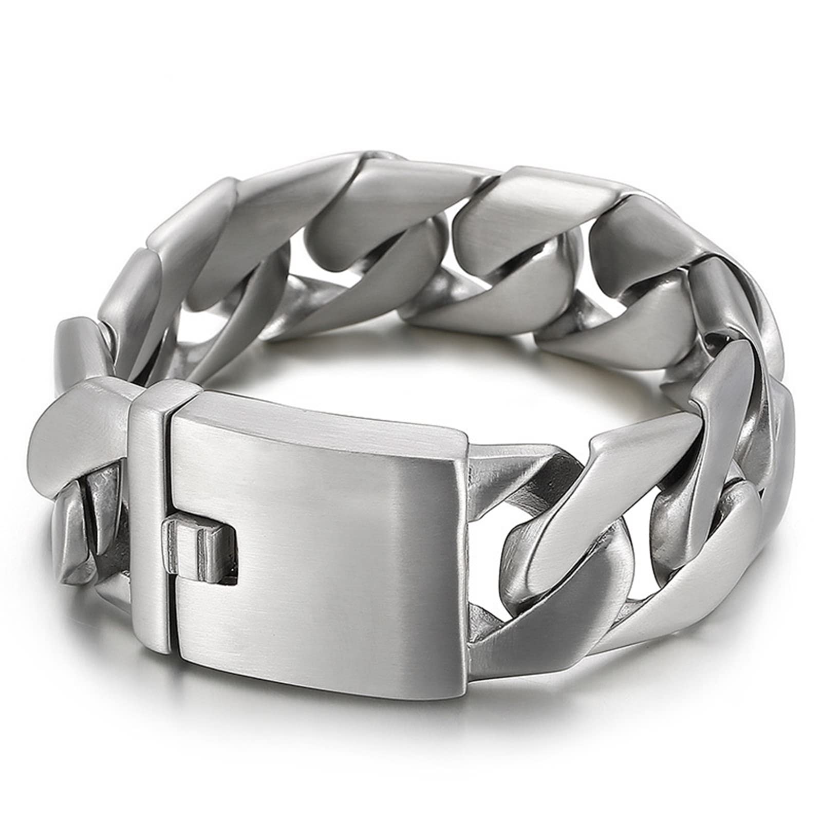 Bracelet Acier, Bracelet Vintage Argent Chaîne Épaisse Tressée Cadeau Saint Valentin Bracelet
