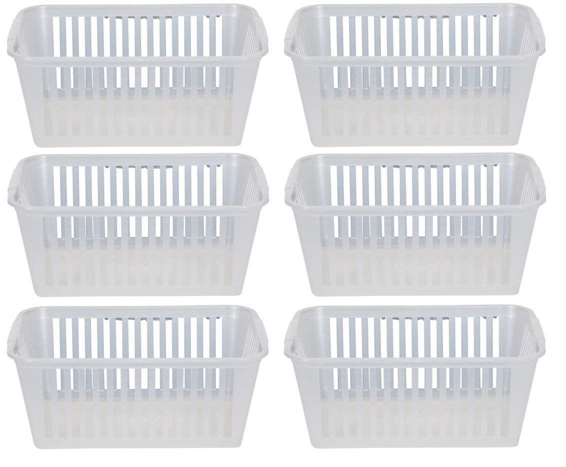 2 x 25cm Clear Plastic Handy Basket Storage Basket - Set of 6