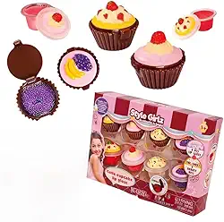 Kit com 8 Cupcake Gloss Infantil Girls – Hidratante Labial Brilhante, Cores e Aromas Sortidos | Batom Infantil Divertido e Seguro em Formato de Cupcake para Meninas – Brilho, Diversão e Cuidado com os Lábios!