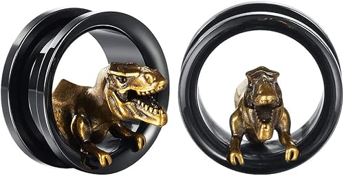 Miniatura 3 de COOEAR dilatadores tapones y túneles para orejas, color negro, 1 par de dilatadores de 2g a 1 pulgada