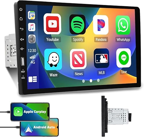 AM Radio Hikity - Estéreo de automóvil con Apple Carplay Android Auto Radio para automóvil de 9 pulgadas, pantalla táctil, receptor de audio