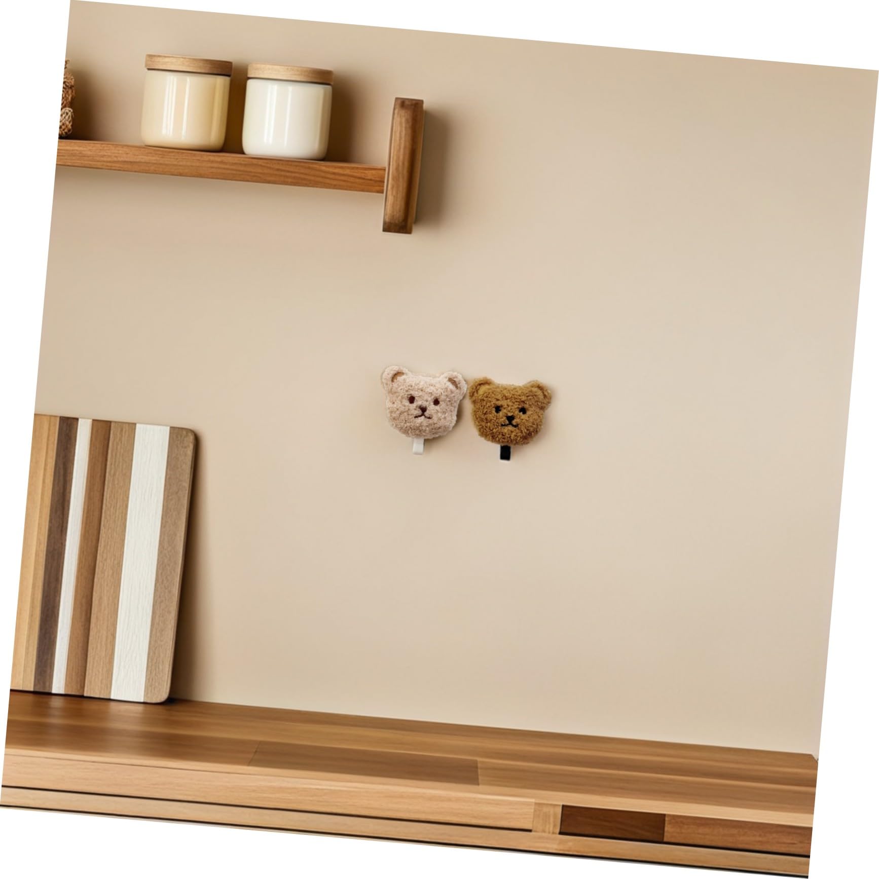 Veemoon Ganci Adesivi da Parete Orso in Peluche 2 Pezzi per Bagno e Cucina, Superficie Liscia Design Autoadesivo, Appendi Chiavi e Ombrelli