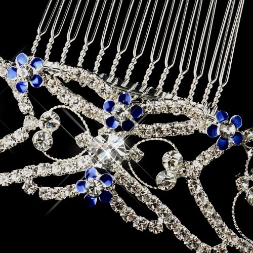 Peine para boda Twilight con piedras azul y plata miniatura 2