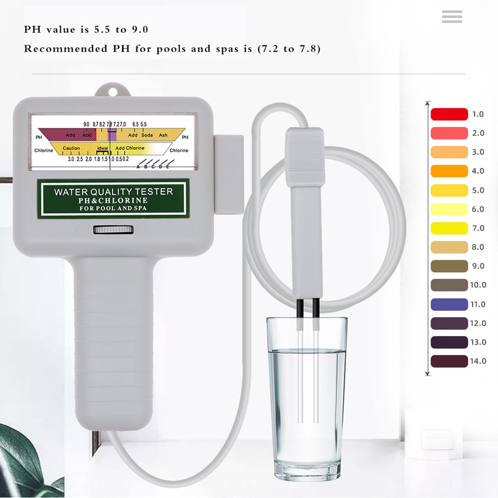 Tester di qualità dell'acqua Analizzatore di tester di pH Misuratore di pH per accessori per monitor per piscine per acquari