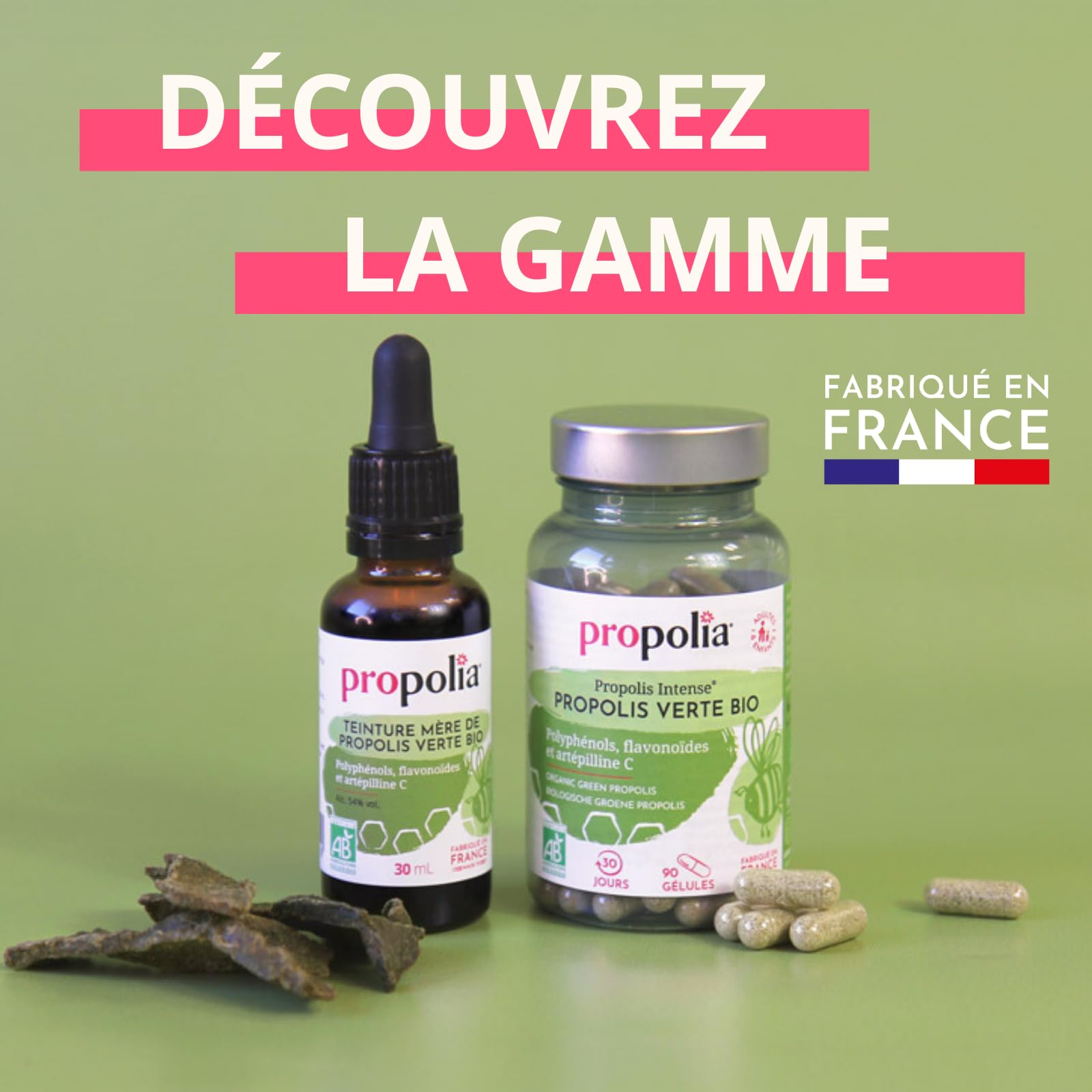 PROPOLIA - Gélules de Propolis Verte Bio - 150 mg - Immunité - 90 gél.