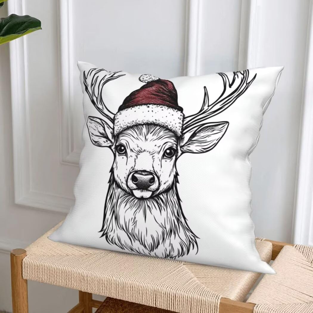 Poszewka na poduszkę Boże Narodzenie jeleń 60 x 60 cm poszewka na poduszkę miękka aksamitna poduszka dekoracyjna dla zwierząt na sofę, 4 sztuki poszewki na poduszki z ukrytym zamkiem błyskawicznym