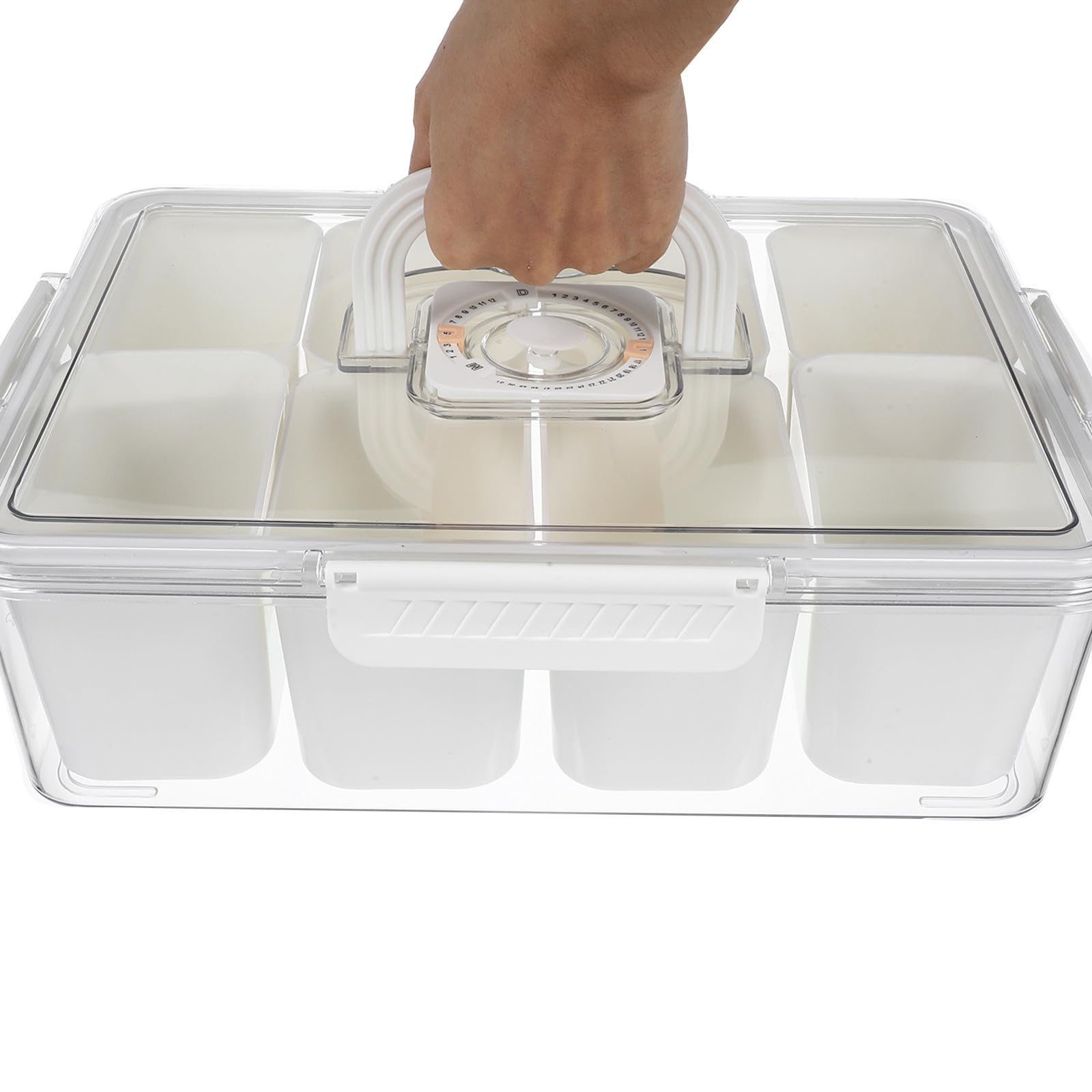 ifundom Caja Portátil de Frutas con 8 Compartimentos y Asa, Blanco
