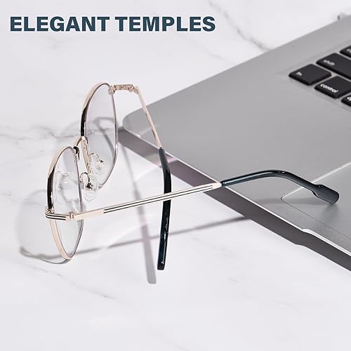 Miniatura 2 de OPTOFENDY Lentes de bloqueo de luz azul de metal para mujeres y hombres, anteojos cuadrados para computadora, antifatiga ocular y protección UV