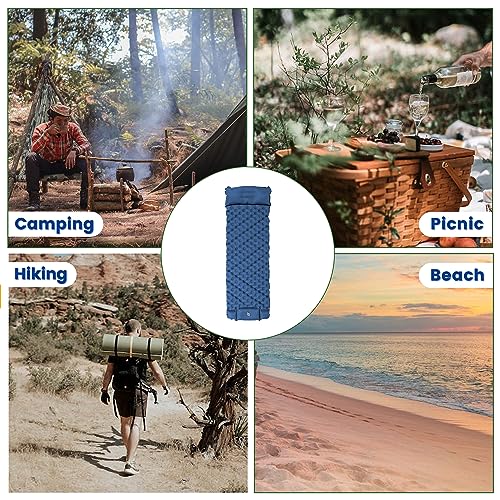 Albert Austin Lightweight Inflatable Camping Mattress Resting Sleeping Mat Waterproof Comfortable Built In Foot Pump and Pillow Easy to Store Dual Valve Sleeping Pad Travel Backpacking Hiking (Blue) - Image 5
