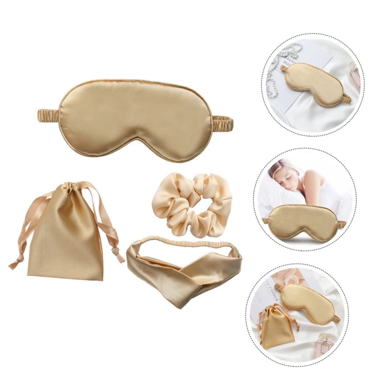 MAGICLULU 3 Set 4 Pezzi Maschera Per Dormire Maschera Per Occhi Fascia Per Borsa Portaoggetti Pratico Kit Benda Per Dormire