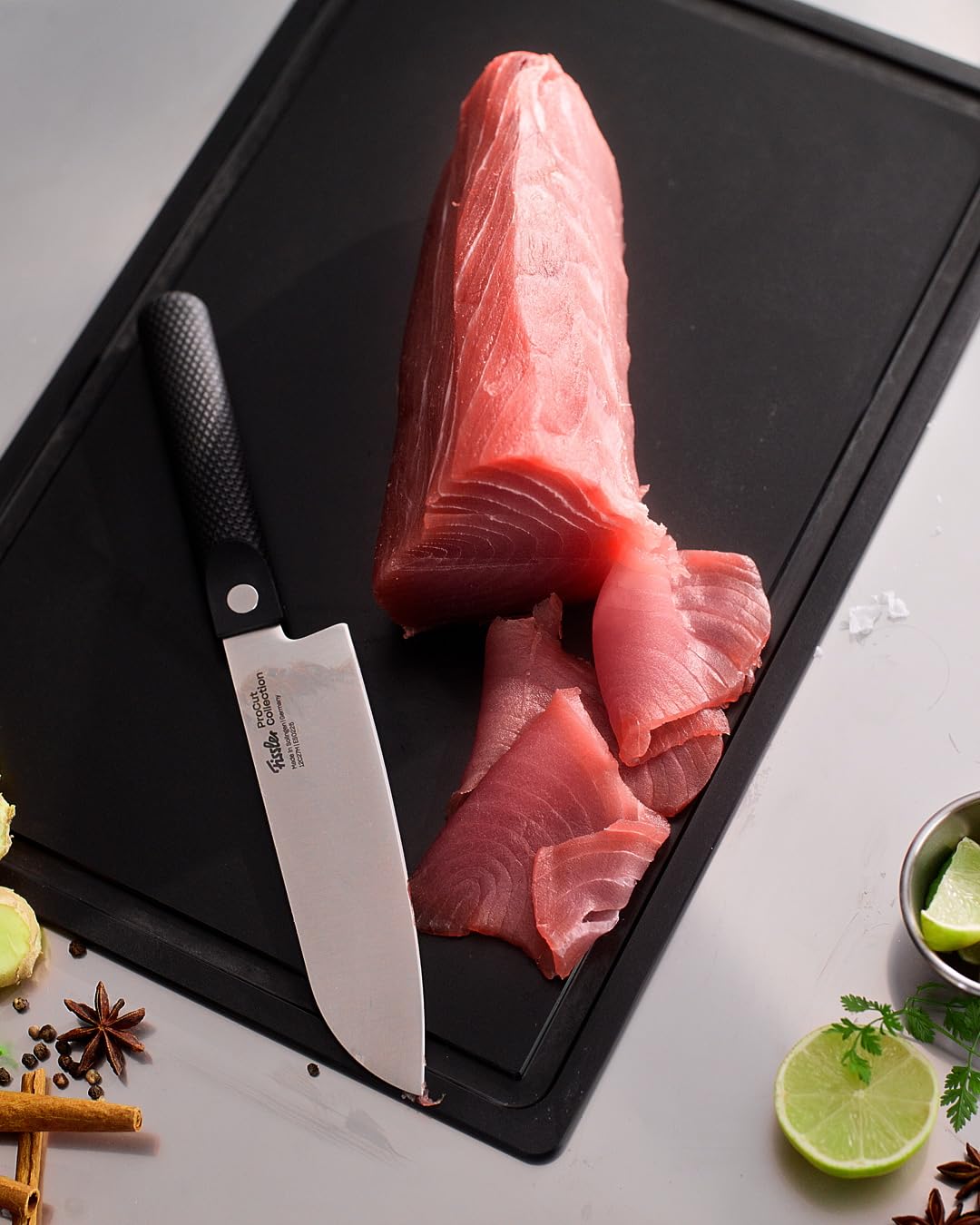 Fissler Procut/Premium Messer-Set,3-teilig (1 Universalmesser 14 cm, 1 Santokumesser 17 cm, 1 Kochmesser 20 cm) handgeschliffene Edelstahlklinge, Made in Germany, sehr leicht, ergonomisch