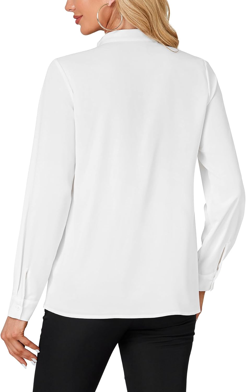 LYANER Women's Mock Neck Button Down Ruffle Front Long Sleeve Work Shirt Blouse Tops - Image 5