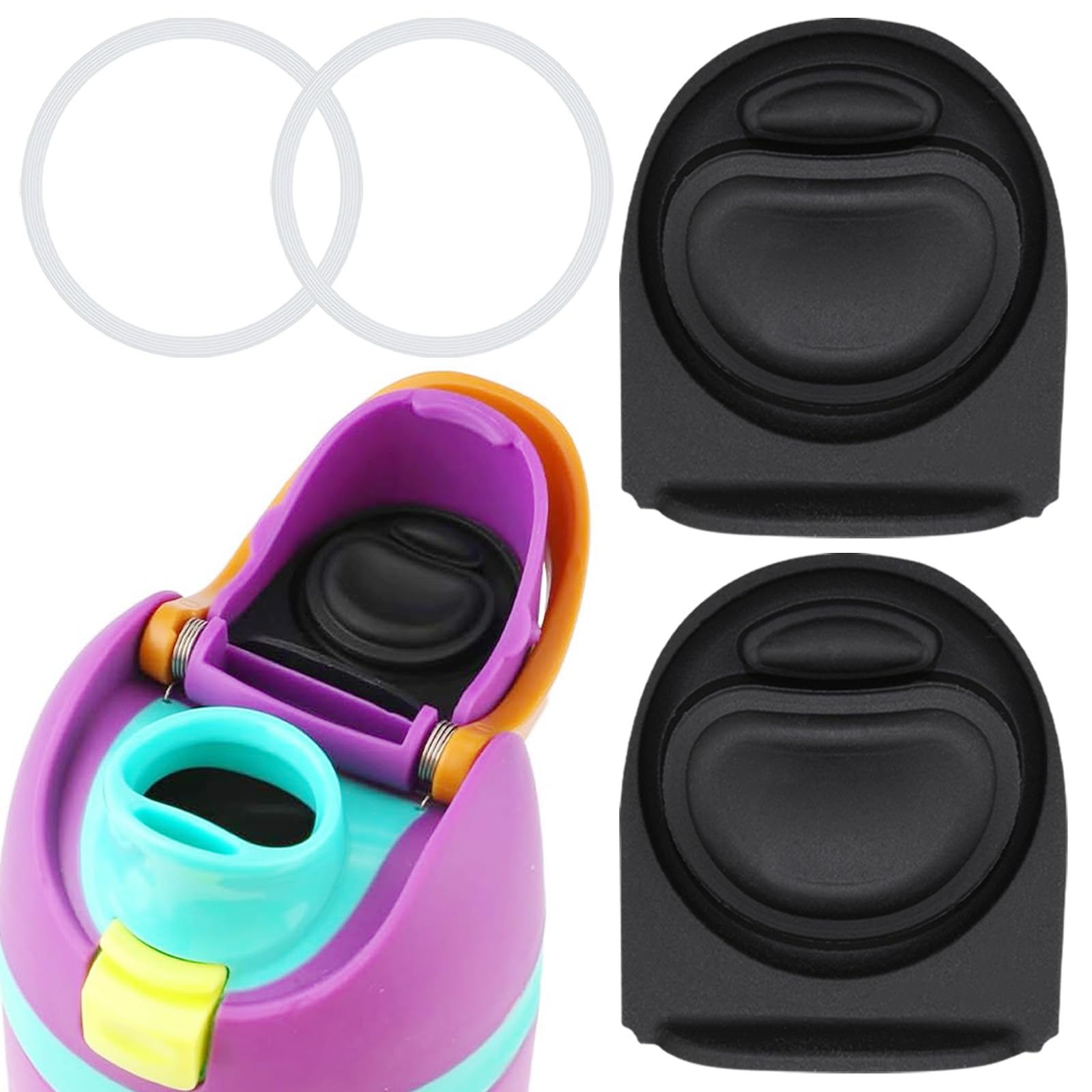 Frokolla 2 Sets Replacement Stopper and O Ring Gasket Compatible with Owala FreeSip 24oz 32oz,Water Bottle Lid Insert Cap Silicone Seal Parts for Owala 16/19/24/32/40oz Mouth Piece Accessories VR-M2 โ image 1
