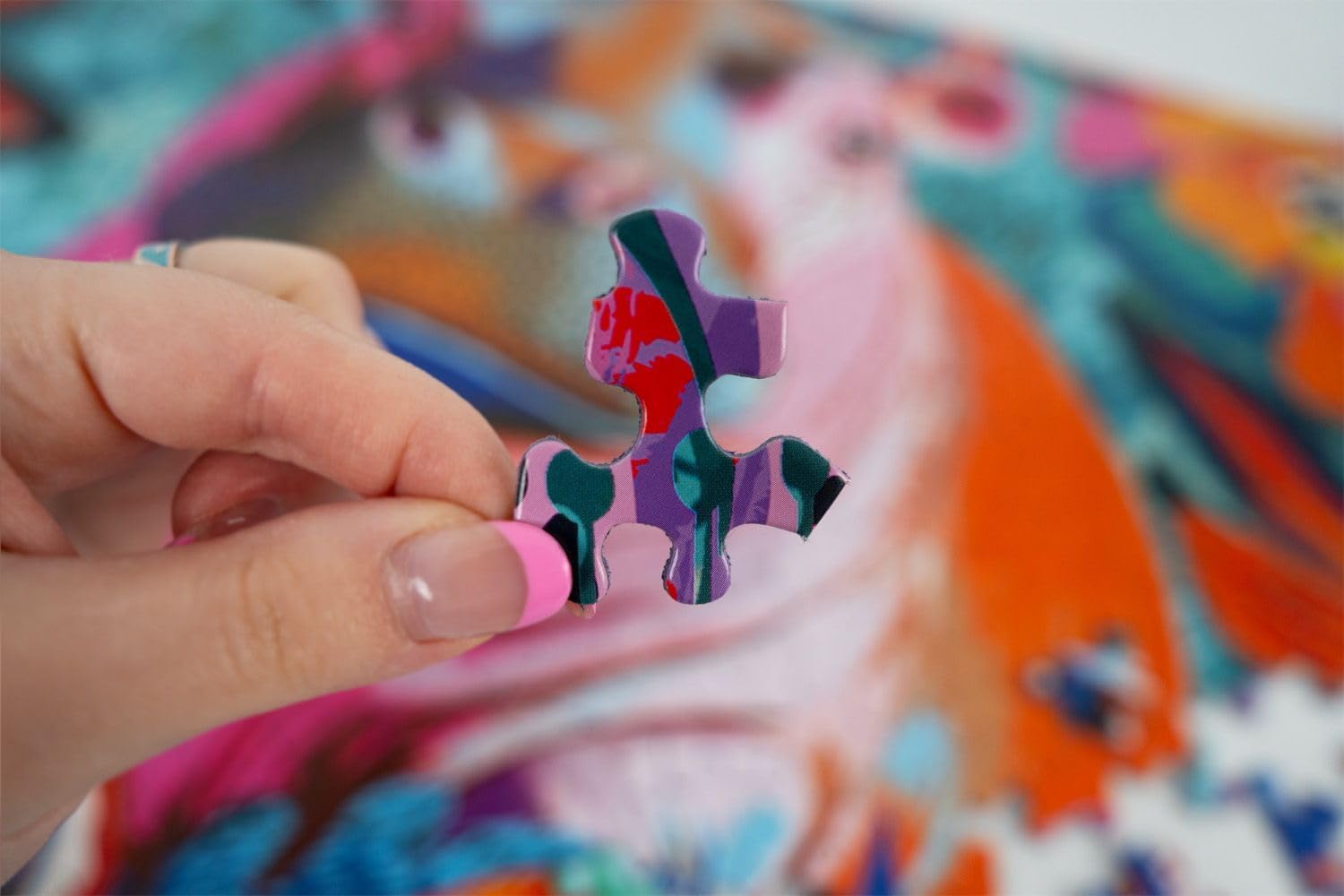 Springbok Floral Hippo Pop 500 Piece Jigsaw Puzzle for Adults and Family - Colorful Pygmy Hippo - Unique Cut Pieces - Made in USA