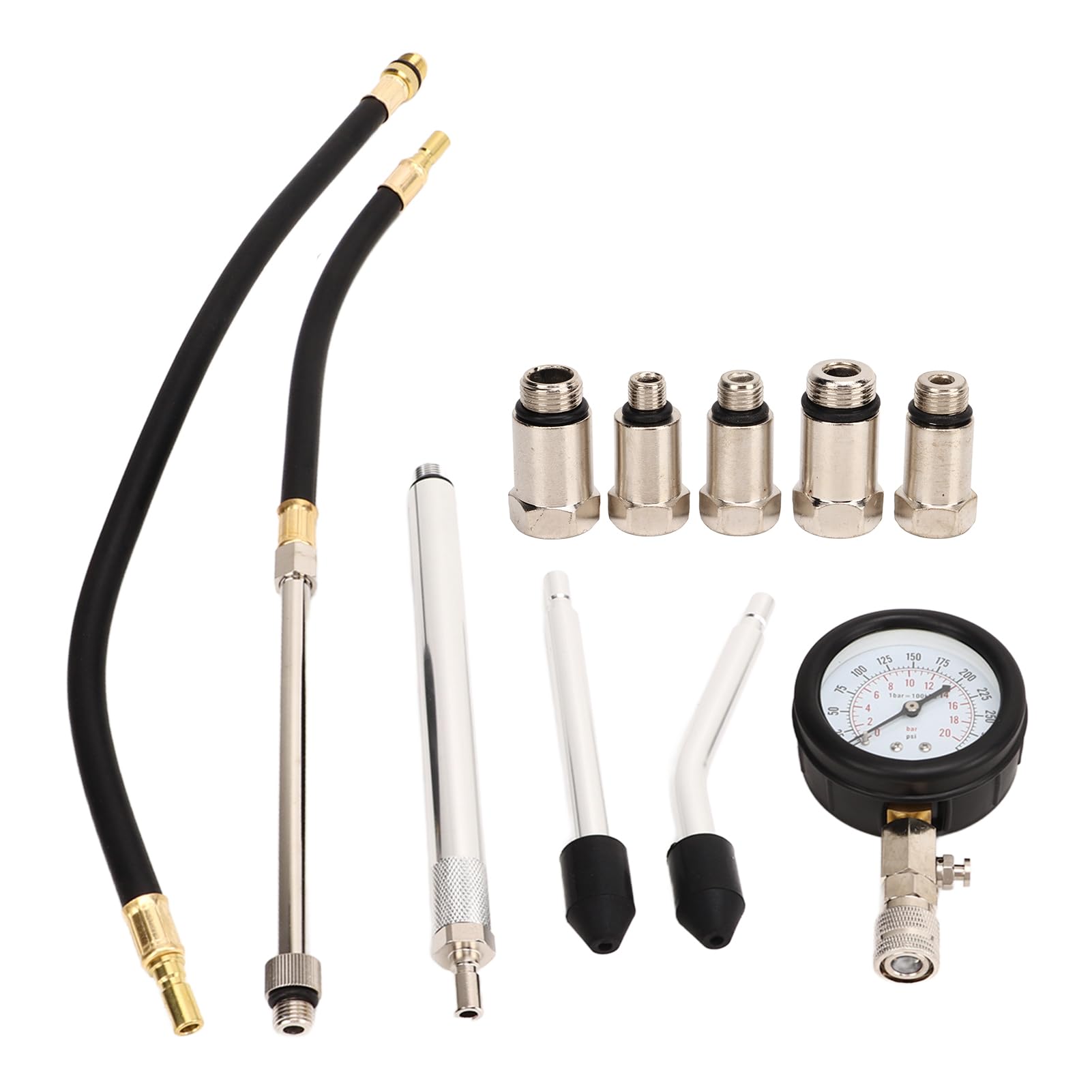 Cylinder Compression Gauge, 17Pcs Engine Pressure Gauge Universal Digital Display 0-300 PSI for Trucks