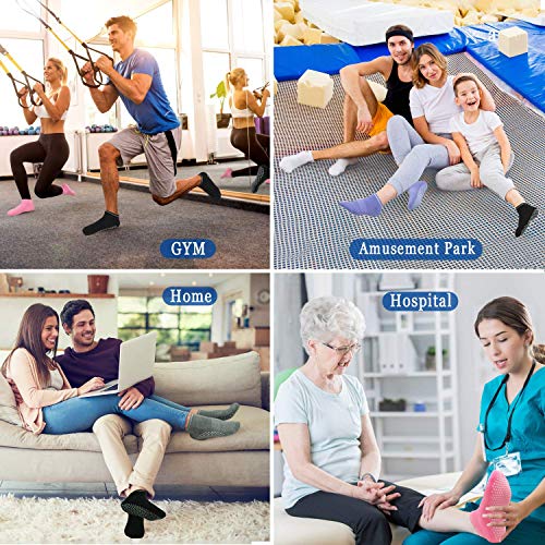 Dwg Anti Slip Non Skid Slipper Socks With Grips Sticky Home Hospital Athletic Socks For Adult Women 4 Pack #TOP5