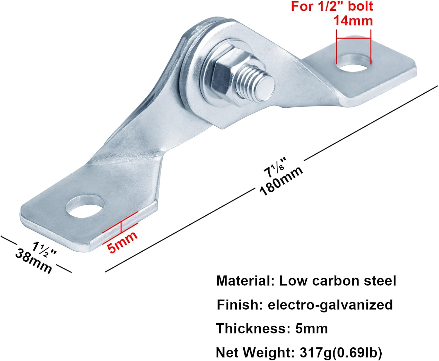 heneng 6 Pack Adjustable Hinges for 1-5/8" Strut Channel,3/16" Thick,Total Length:7-1/8"