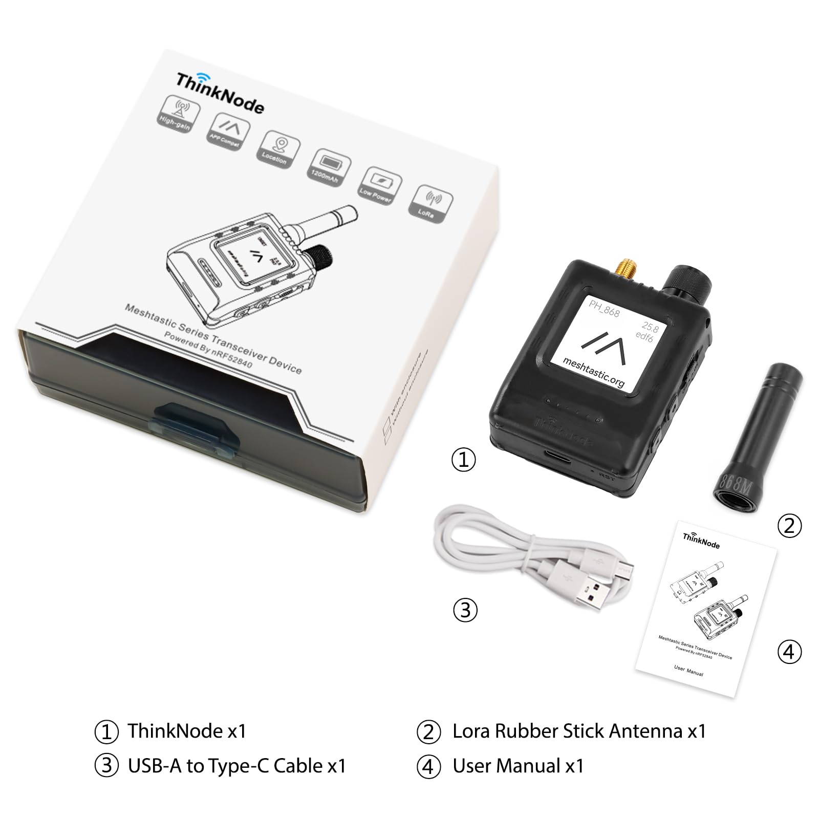 ELECROW Trasmettitore LoRa Meshtastic con GPS e ESP32-S3 – ThinkNode M5 Schermo EPD da 1,54 Pollici con Custodia, Modulo Wireless SX1262 da 868 MHz, Batteria da 1200 mAh per Rete Meshtastic