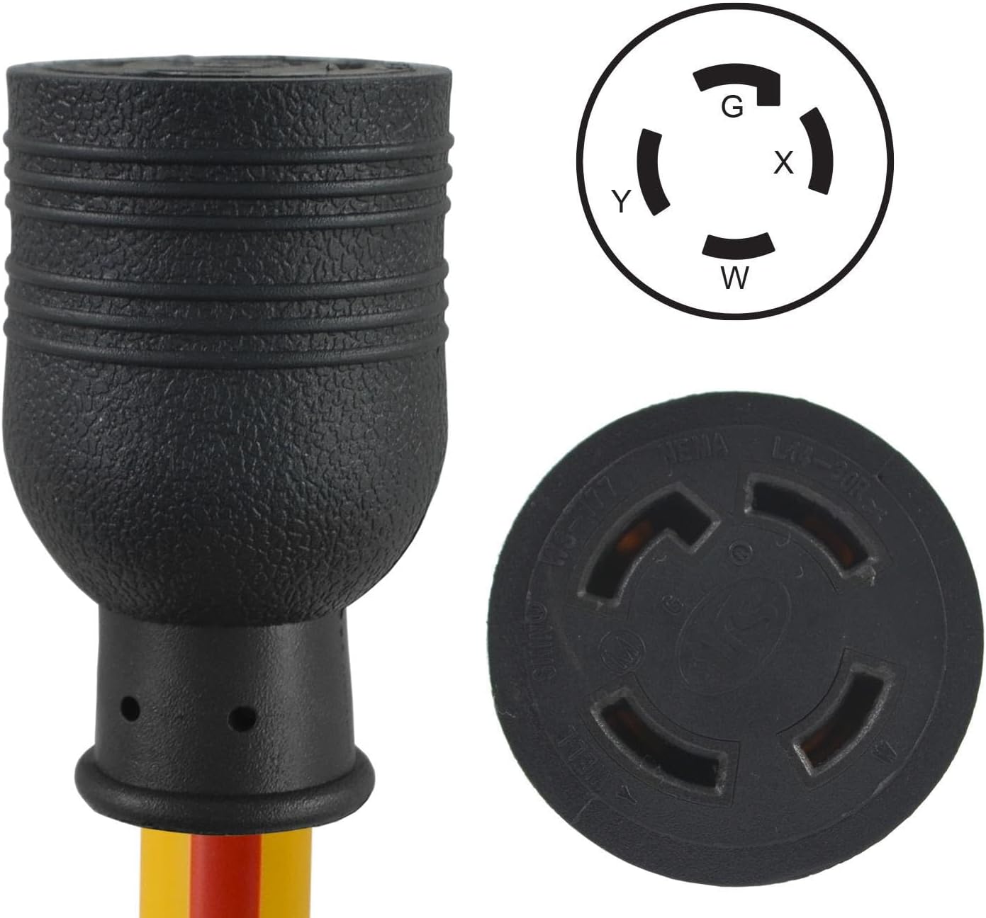 Conntek 50ft L14-30 4 Prong 30 Amp 50 Foot Generator Extension Cord STW, 125/250V Up to 7500W 10 Gauge STW Generator Cord UL Listed