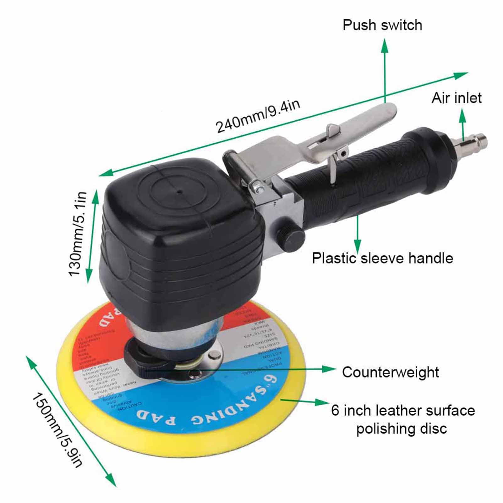 Orbital Air Sander Excentryczna maszyna do polerowania 6 -calowa profesjonalna klasa stopowa potężna 75009000 rpm do detali samochodu Auto polerowanie woskowanie powierzchniowe