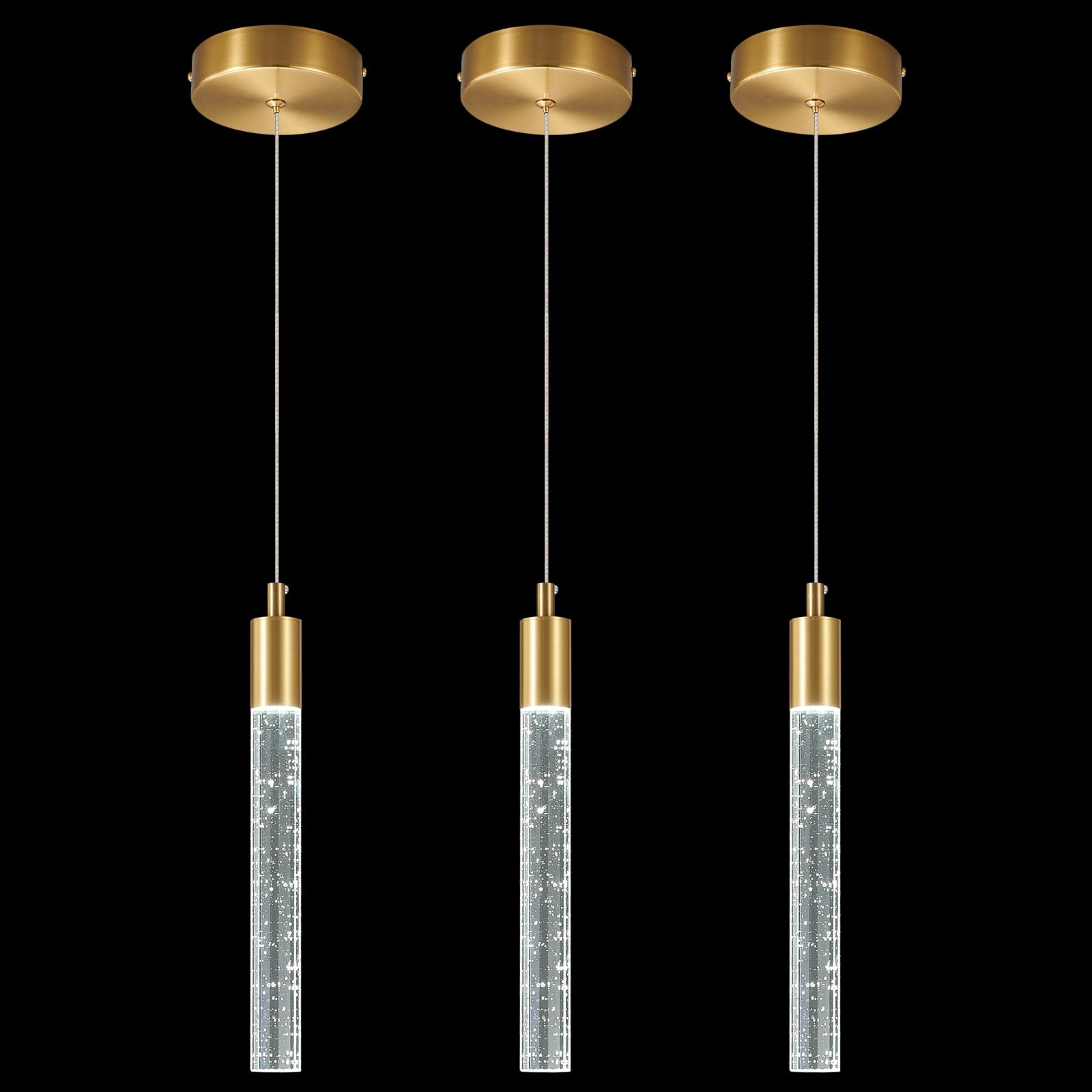 Moderna Cucina Isola Pendente Luce LED Oro Mini Pendente Illuminazione Camera da letto Comodino Piccolo Pendente Luce (3-Confezione)