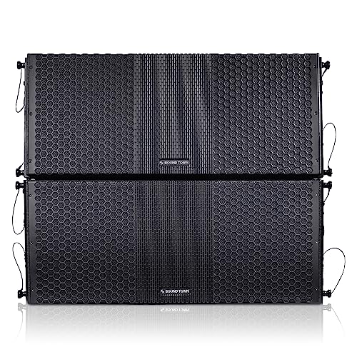 Image of Sound Town ZETHUS Pair of Dual 10-inch Powered Line Array Speaker System with Onboard DSP, Black (ZETHUS-210BPW-PAIR)