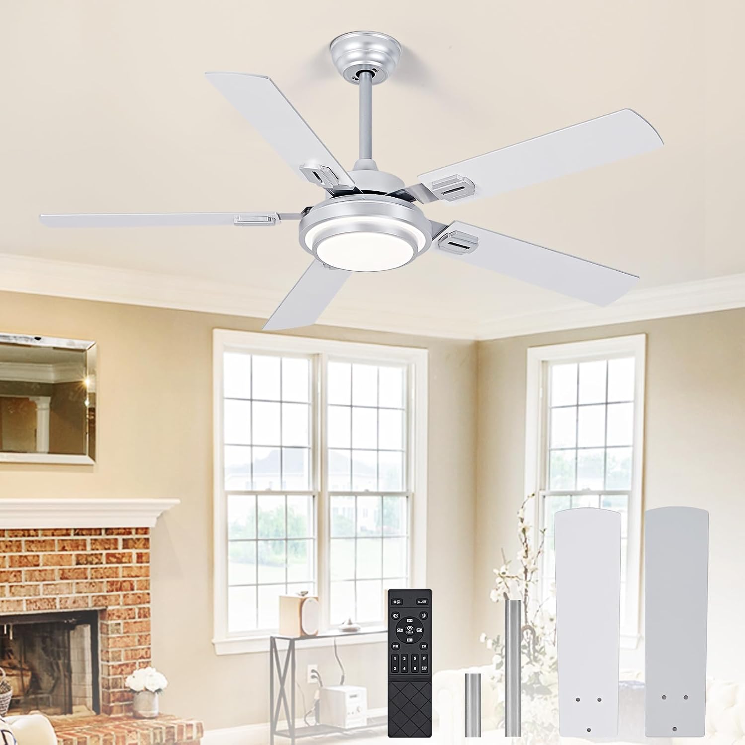  42-Inch Ceiling Fans with Lights: Caged Ceiling Fans Dual Finish 5 Blades - Rustic Ceiling Fan with Remote Control for Farmhouse Living Room Outdoor Porch Noiseless (Black Walnut) thumbnail
