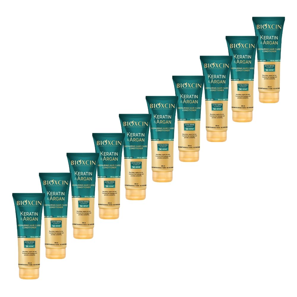 Bioxcin Keratin & Argan Repairing Hair Care Conditioner 10er Pack, je 250 ml, insgesamt 2.500 ml, Repair Conditioner für trockenes, geschädigtes & strapaziertes Haar