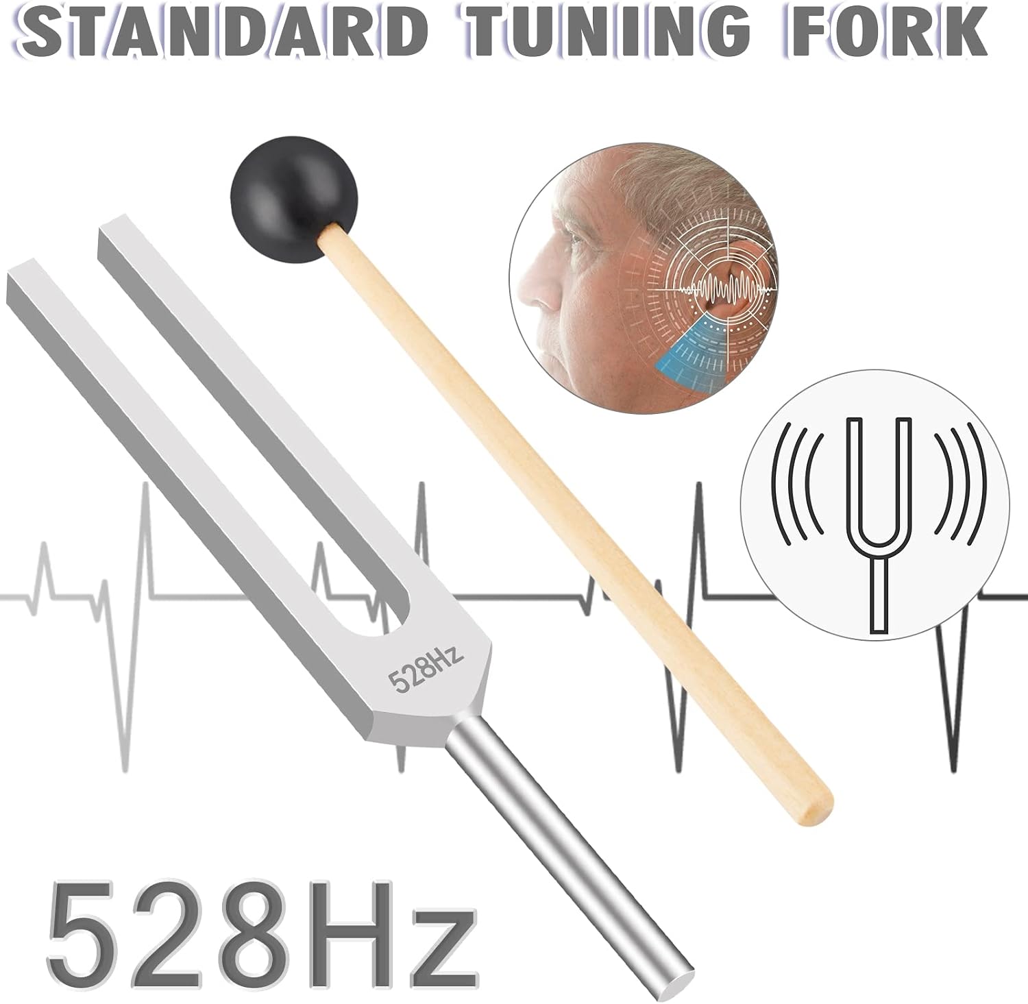 EASTROCK 528 Hz Tuning Fork with Silicone Hammer and Cleaning Cloth