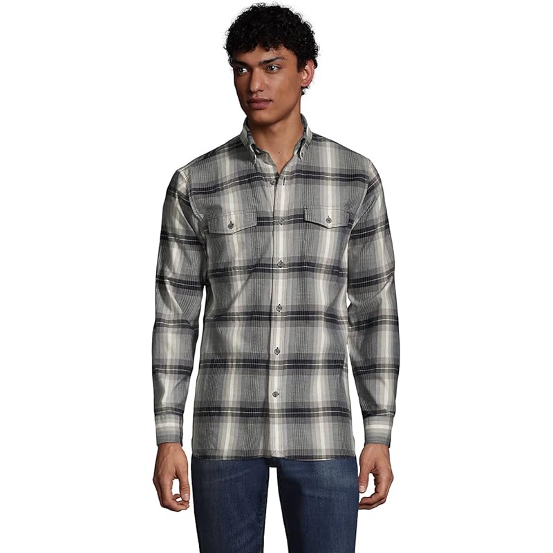 Lands' End Men's Traditional Fit Comfort First Lightweight Flannel Shirt