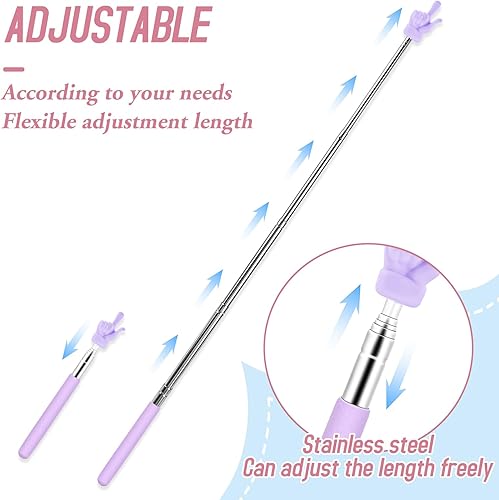 Miniatura 4 de Puntero retráctil, 3 unidades puntero telescópico de dedo extensible para profesores, mini bonitos punteros de presentación de mano para maestros de